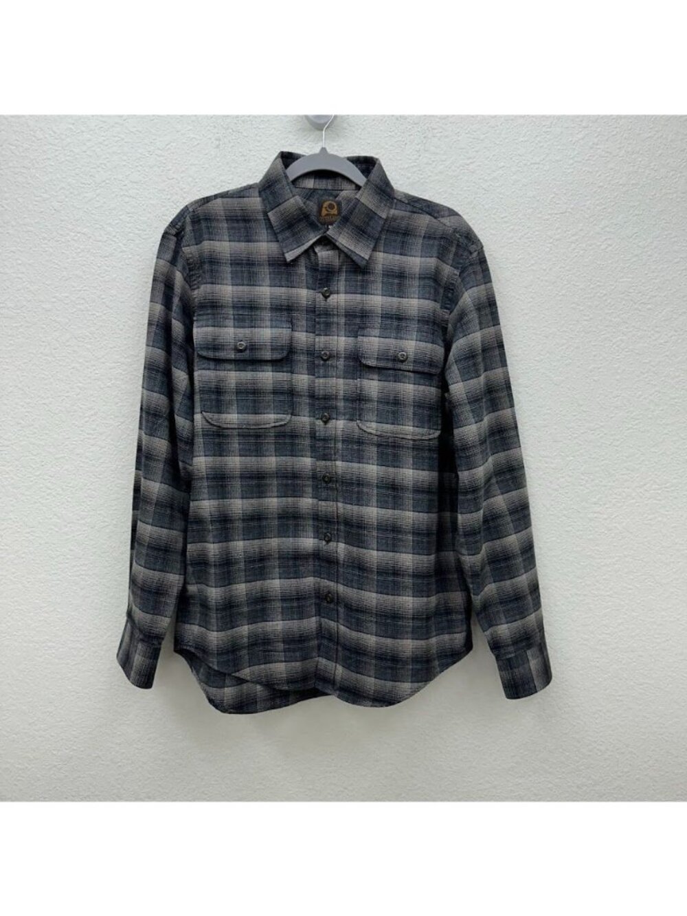 Overland Plaid Flannel Long Sleeve Button Up Shirt 100% Cotton Mens size Medium
